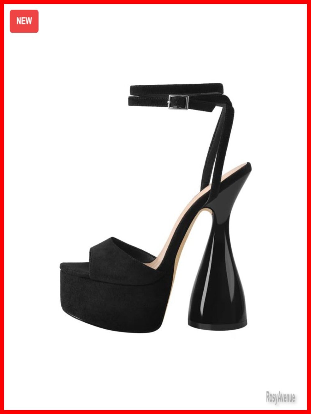 Faux Suede Platform Heeled Sandals Slingback Block High Heels